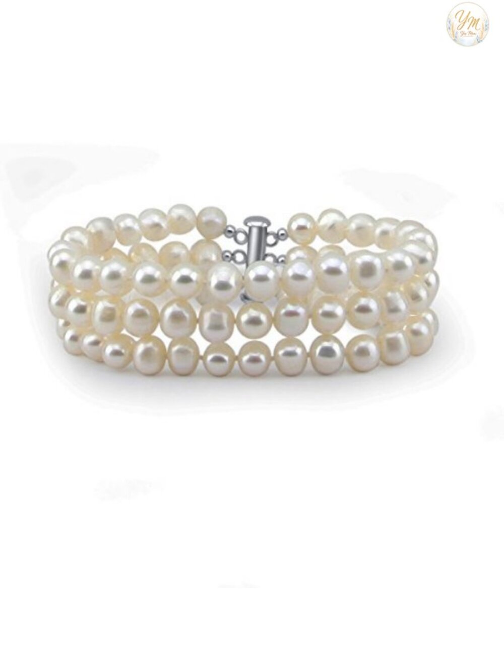 Triple Strand Freshwater Cultured Pearl Bracelet 7.5 Inch